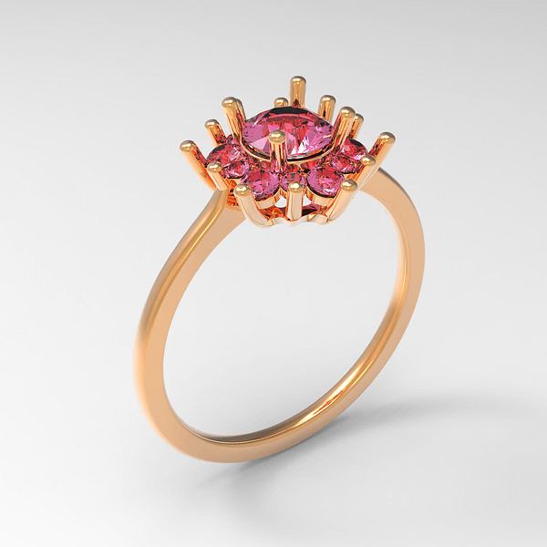 Prong repair on gold ring with pink gemstone in Frederick, MD
